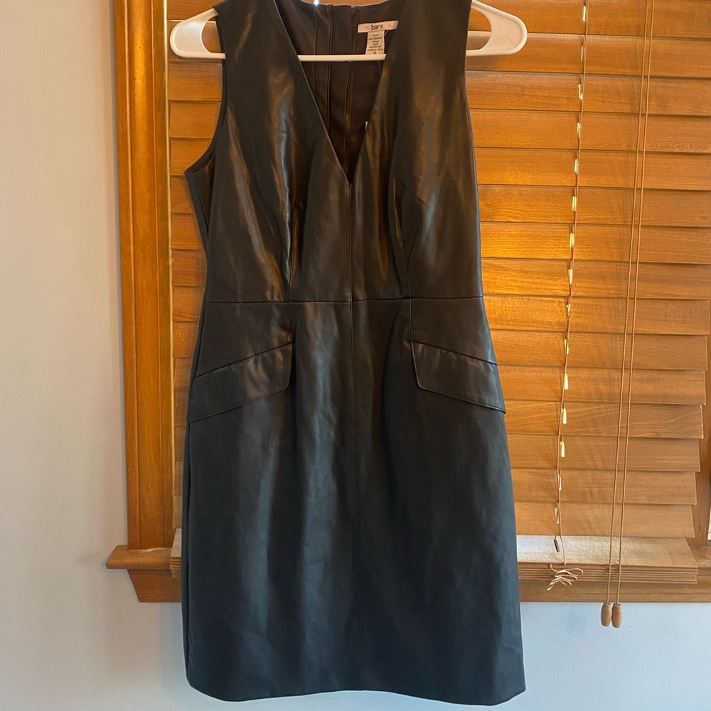 Deep black Faux Leather sleeveless dress by Bar lll.